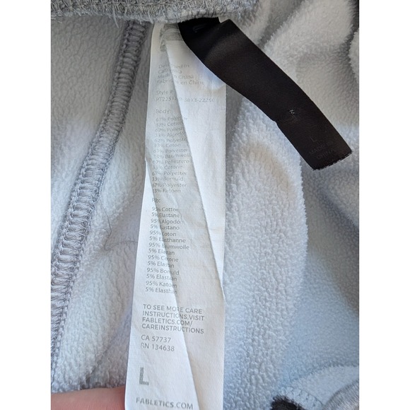 Fabletics Heather Gray Fleece Joggers Drawstring Waist Activewear Workout L - Picture 7 of 7
